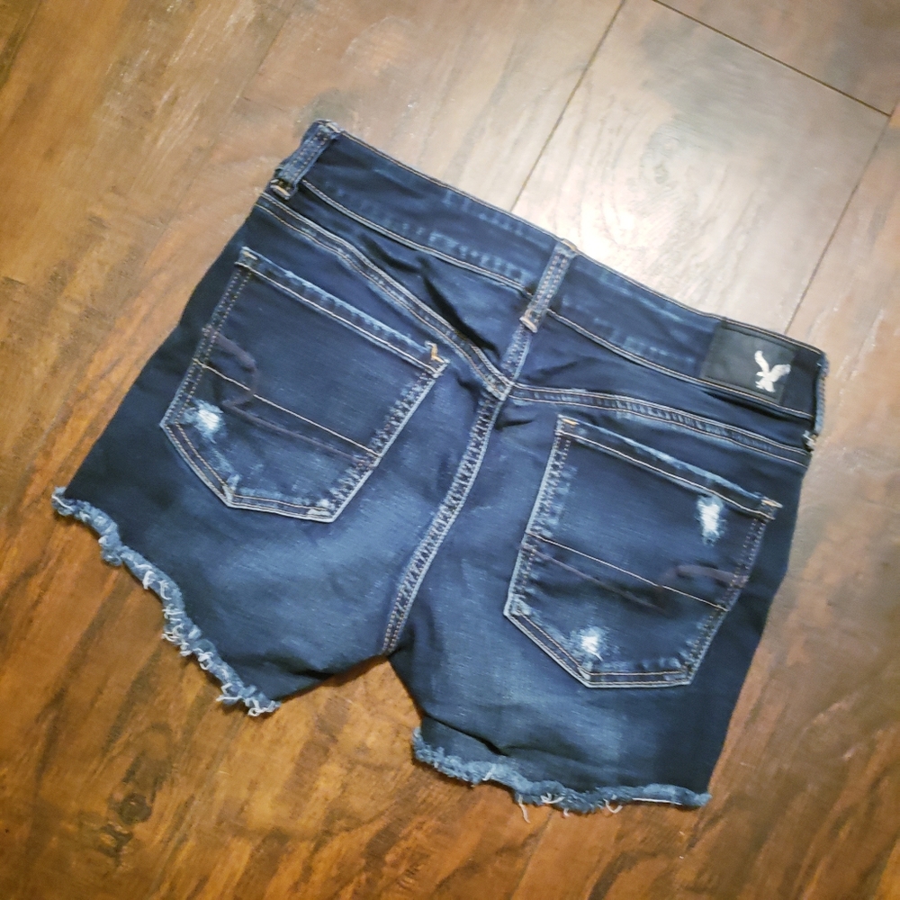 AMERICAN EAGLE Distressed Midi Jean Denim Shorts 8 - Picture 7 of 9